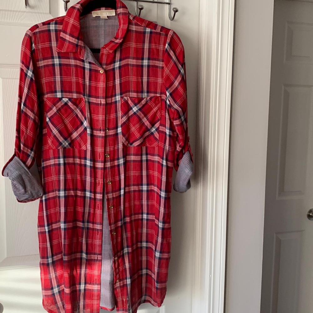 MICHAEL  Michael Kors- really cute red, plaid shirt/dress . Excellent condition.